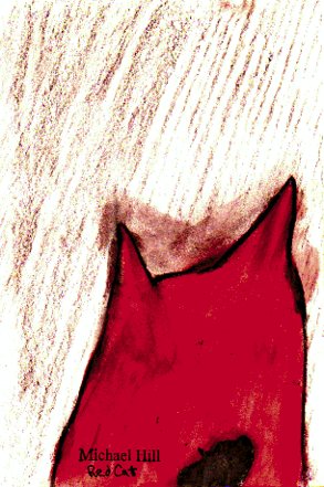 Red cat-possible design for one of the feline characters (pencil and ink drawing-© 2010 Michael Hill)