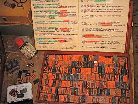 Working with rubber type (Photo-© 2013 Michael Hill)